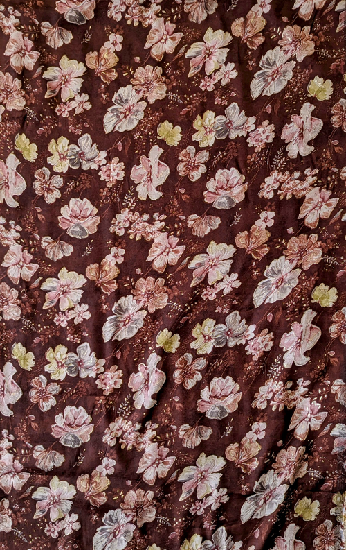 Fabric_Rayon_Floral Brown.png customizable stitchable fabric